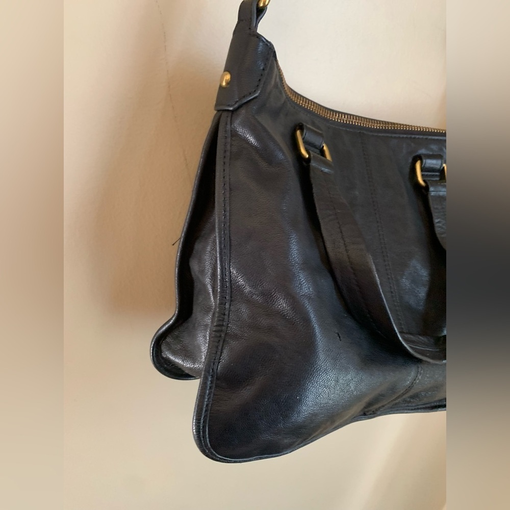 Fossil Becca Crossbody Satchel Bag Leather Black Brass crossbody Handbag - Picture 9 of 12